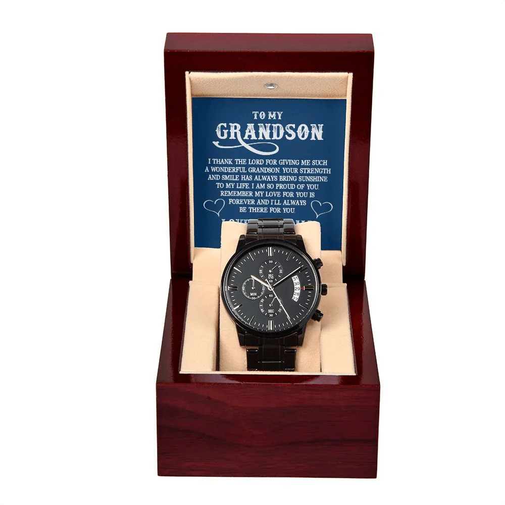 To My GrandSon I Thank The Lord For Giving Me You Black Chronograph Watch Inspi